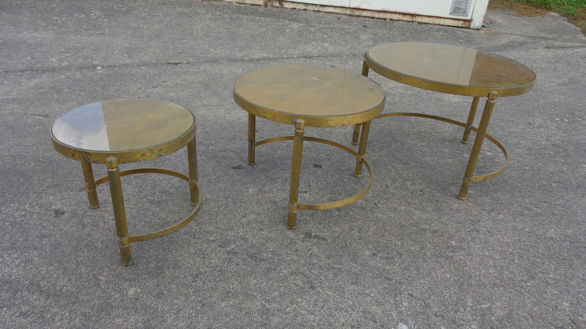 Smoked glass pull out tables
