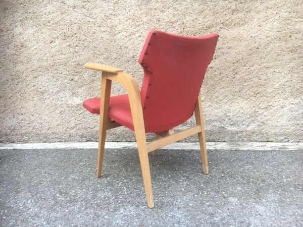 Fauteuil bridge vintage pied compas 1950
