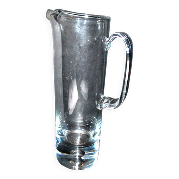 Broc à eau vintage en verre soufflé bulle - pichet cruche verrerie krosno pologne