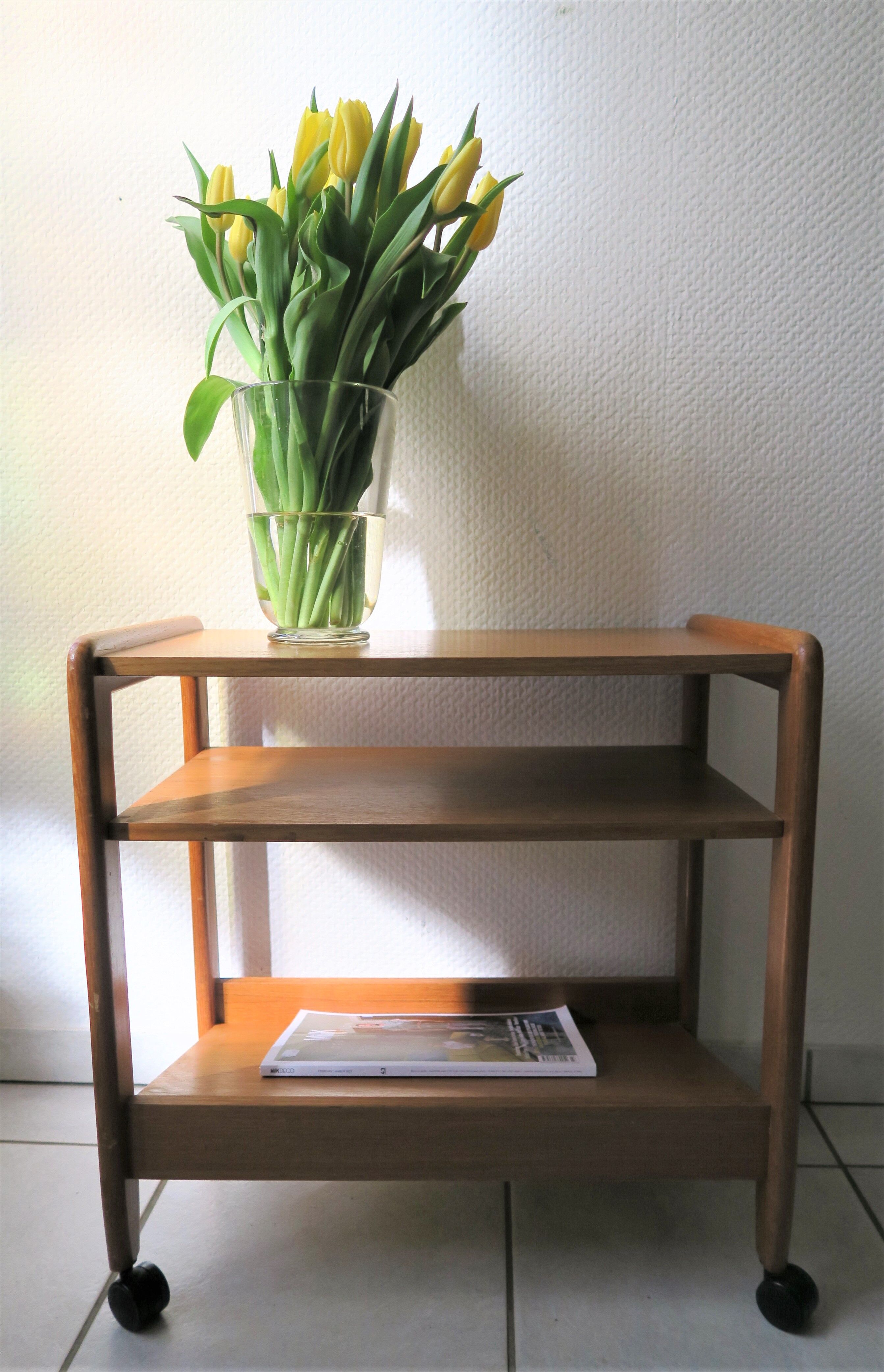 small danish trolley or sidetable in teak  from the 70s