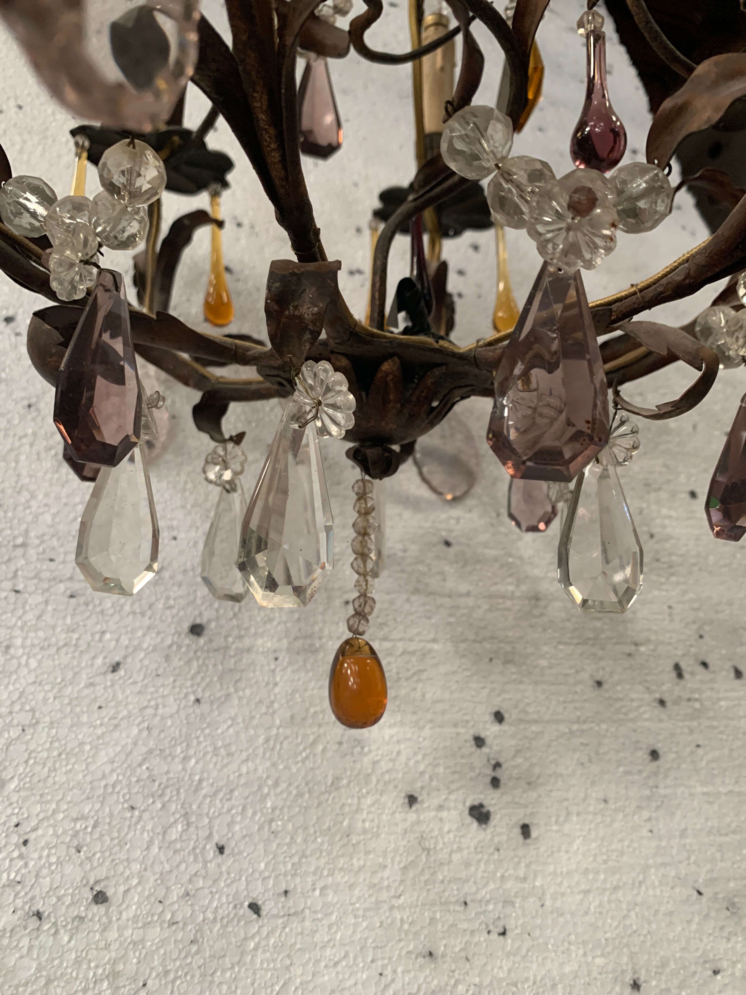 Louis XV style cage chandelier with pendants and drop of water XX century