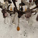 Louis XV style cage chandelier with pendants and drop of water XX century