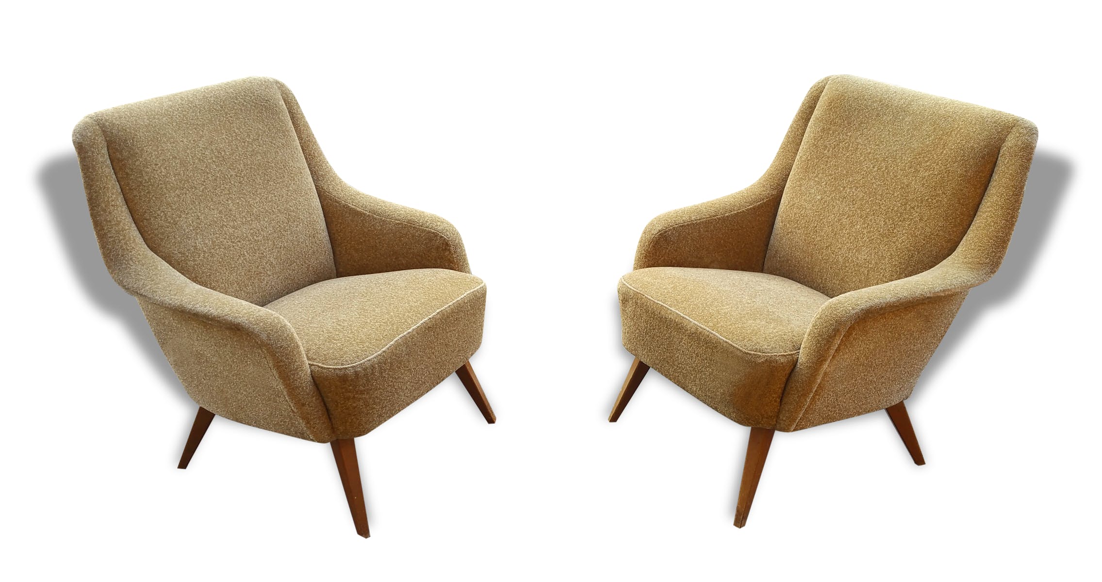 Danish club Chair armrest wave 50/60s yellow beige