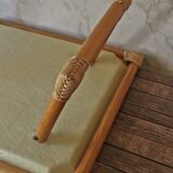Folding tray parrots and flowers fiber and rattan