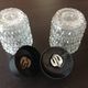 Pair of cylindrical structured glass ceiling lights / vintage 60s-70s