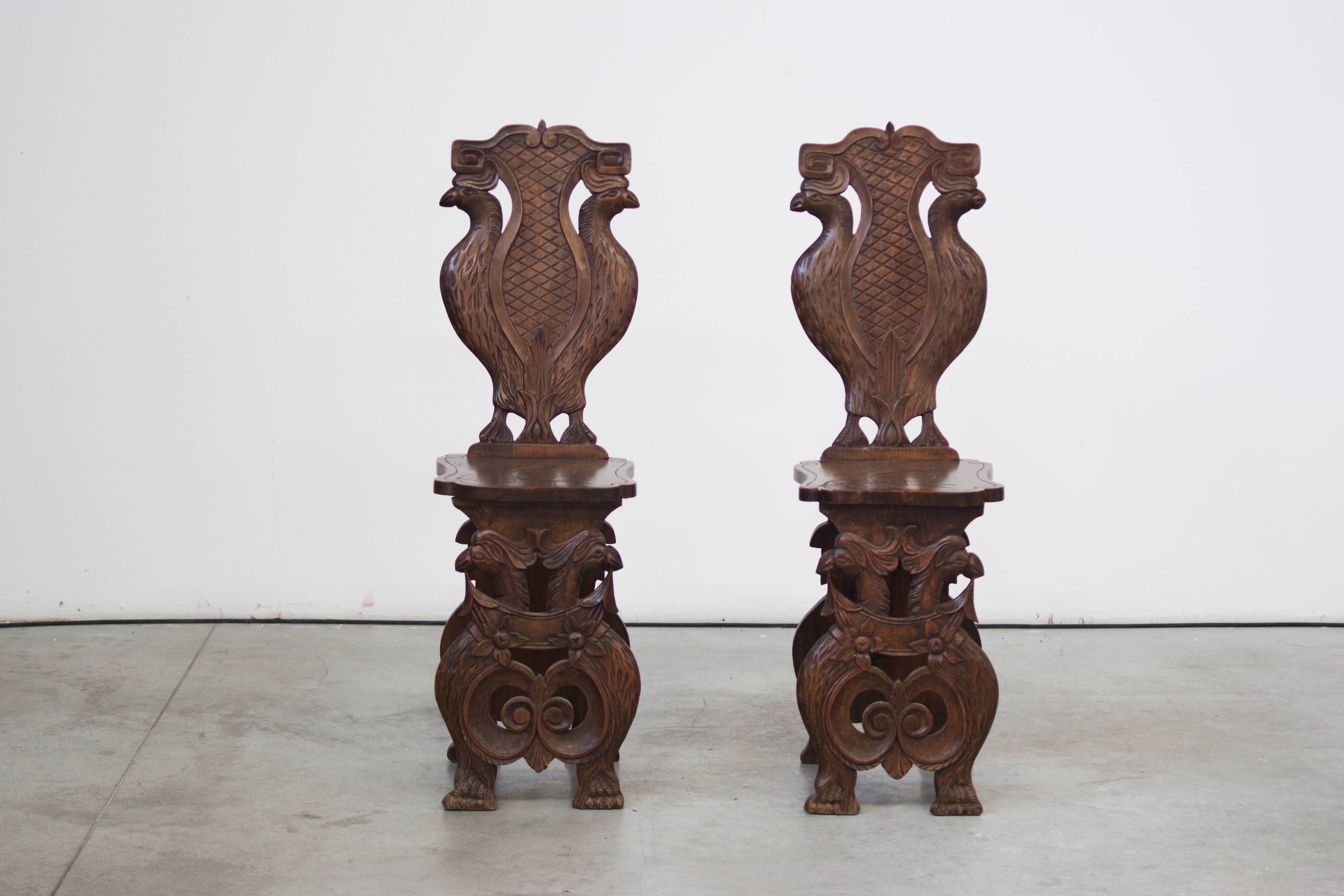 Pair of Hand-Carved Late 19th Century Chairs – Ornate Antique Craftsmanship