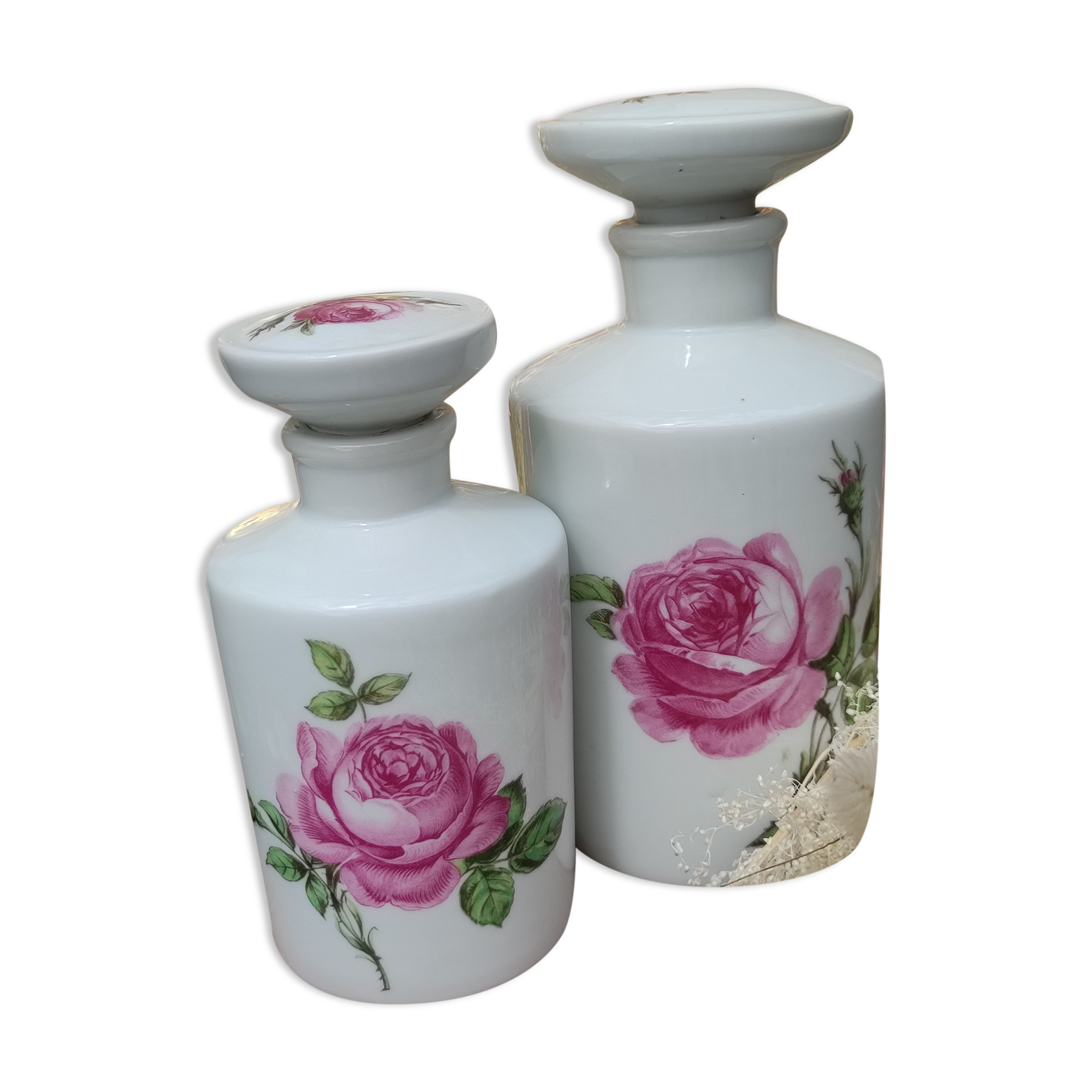 Antique white porcelain bottles
