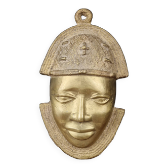 Antique African Tribal Mask Bronze Sculpture Wall Decor Art Africa Collection