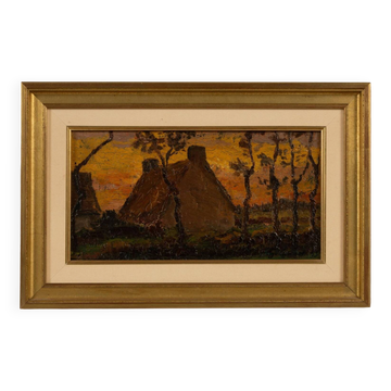 Gustave cariot (1872-1950) - sunset in brittany, saint brieuc