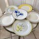 Lot de 6 assiettes plates dépareillées Digoin Sarreguemines et Gien années 30-40