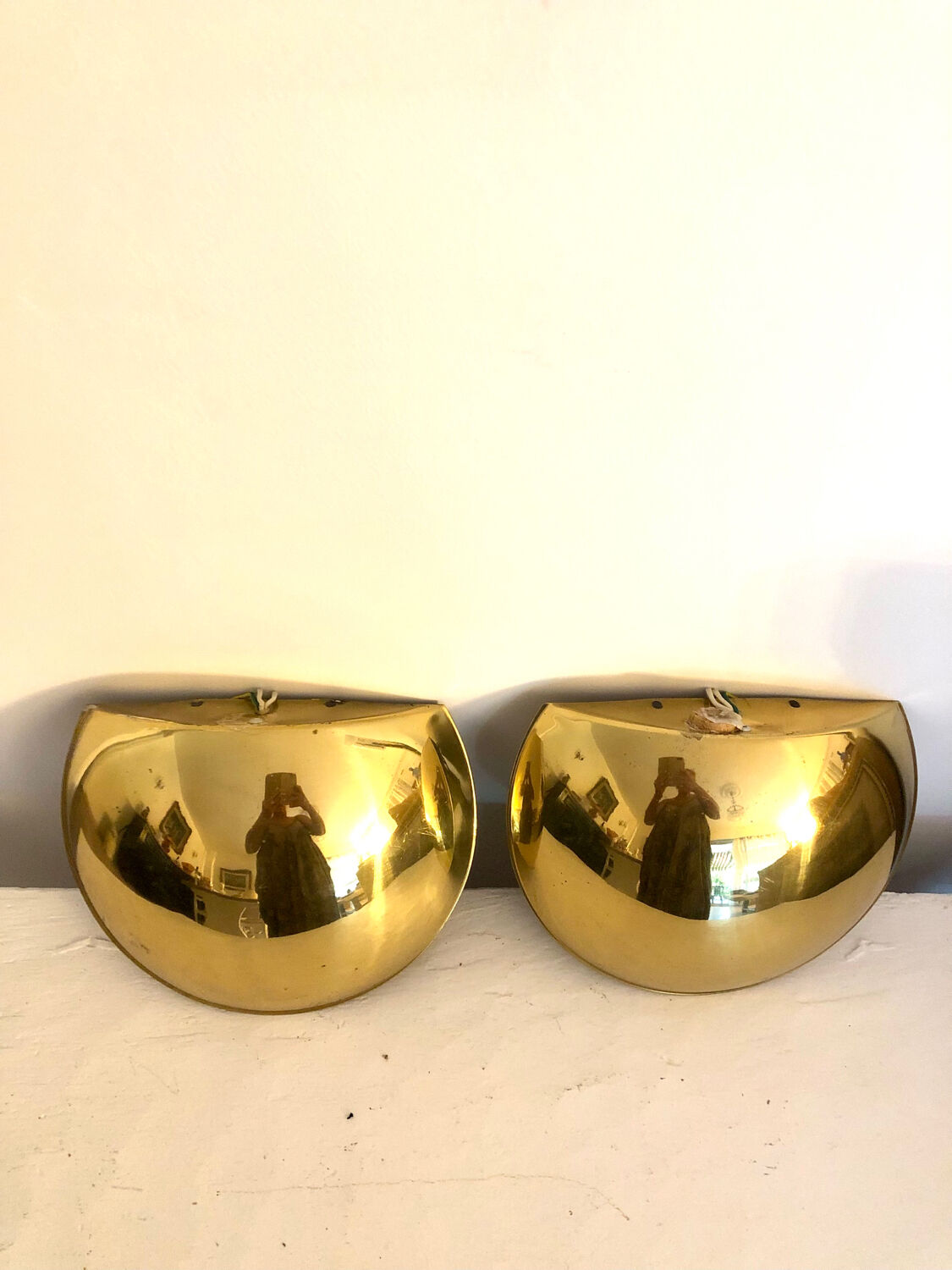 Half moon golden brass wall lights Italy 60/70.