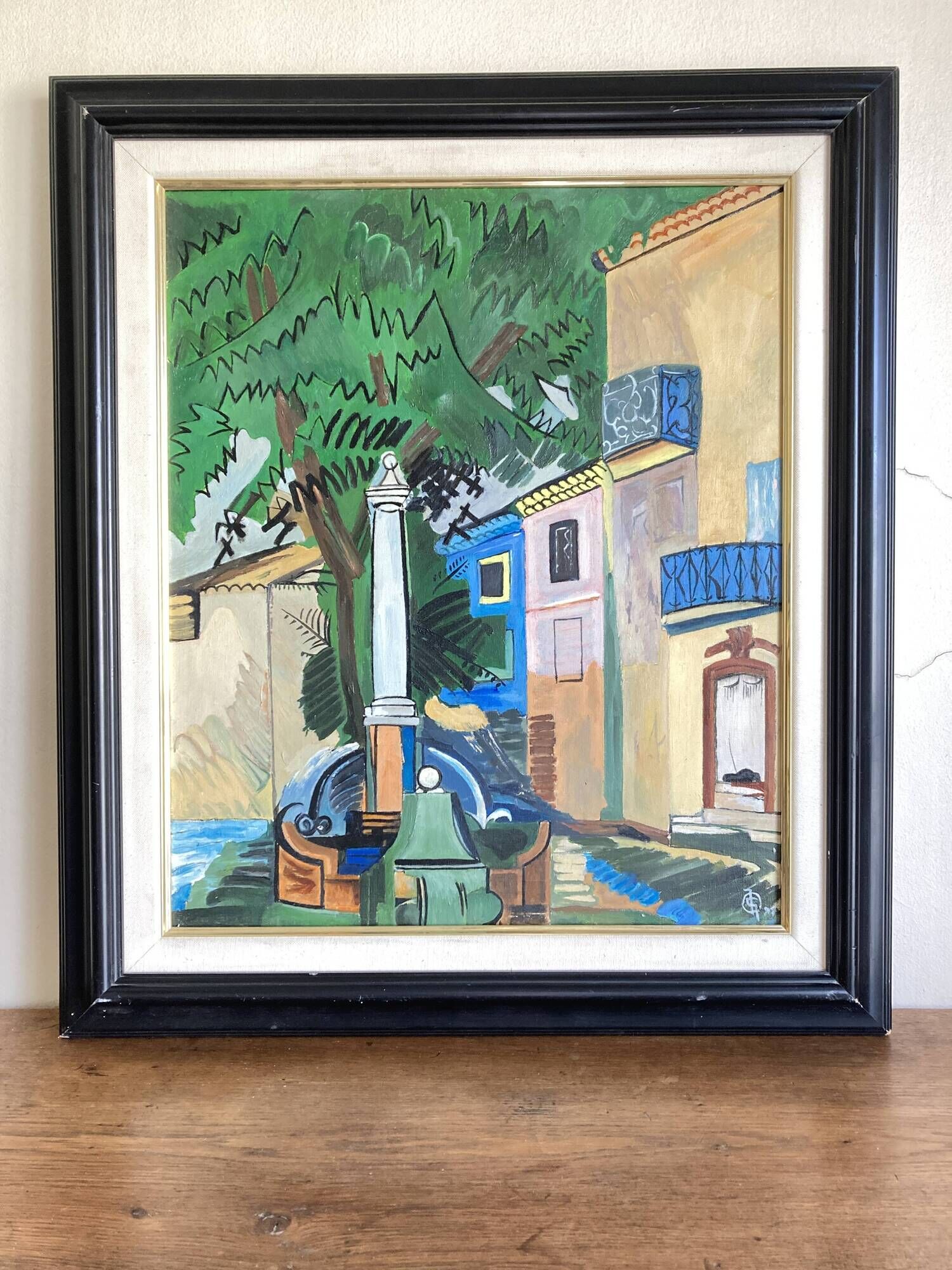 Huile sur toile La fontaine de Vence de Dufy 1921