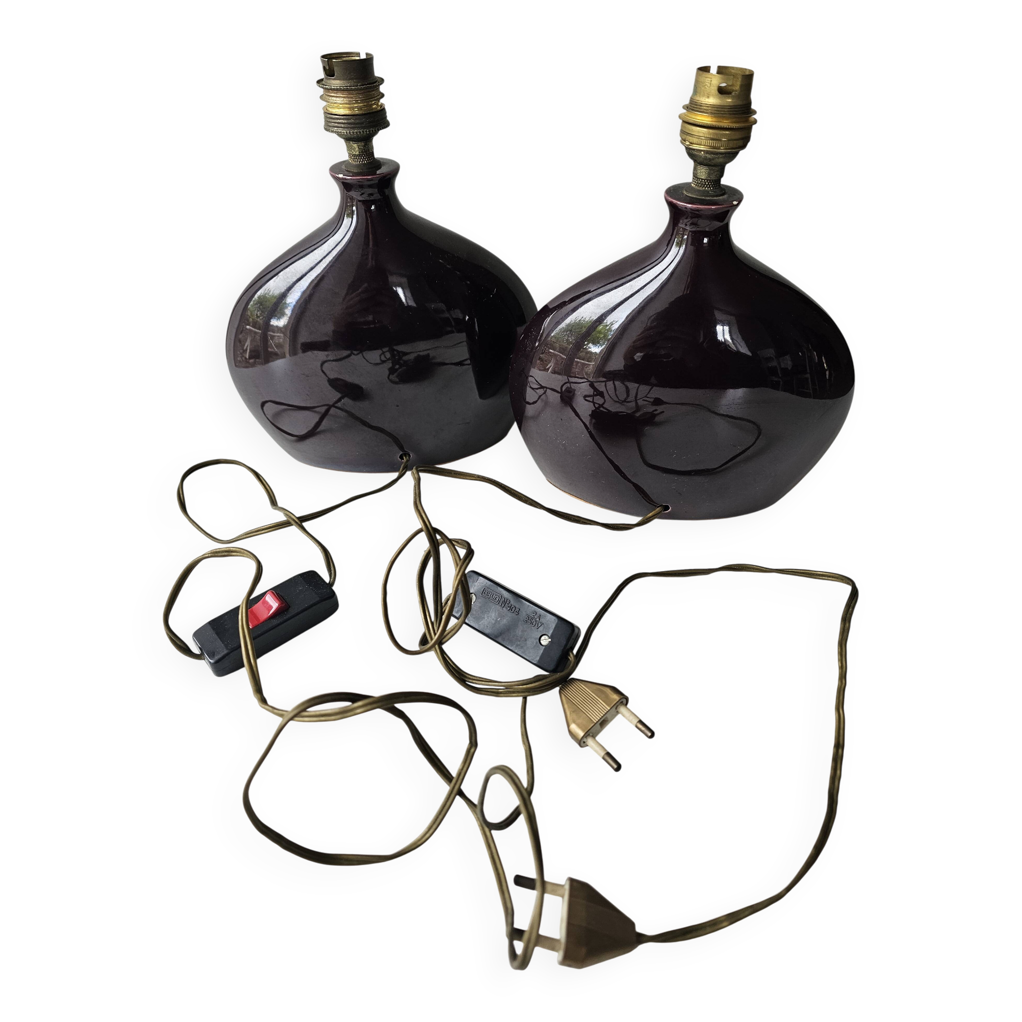 Set of 2 Mauve Ceramic Table Lamps