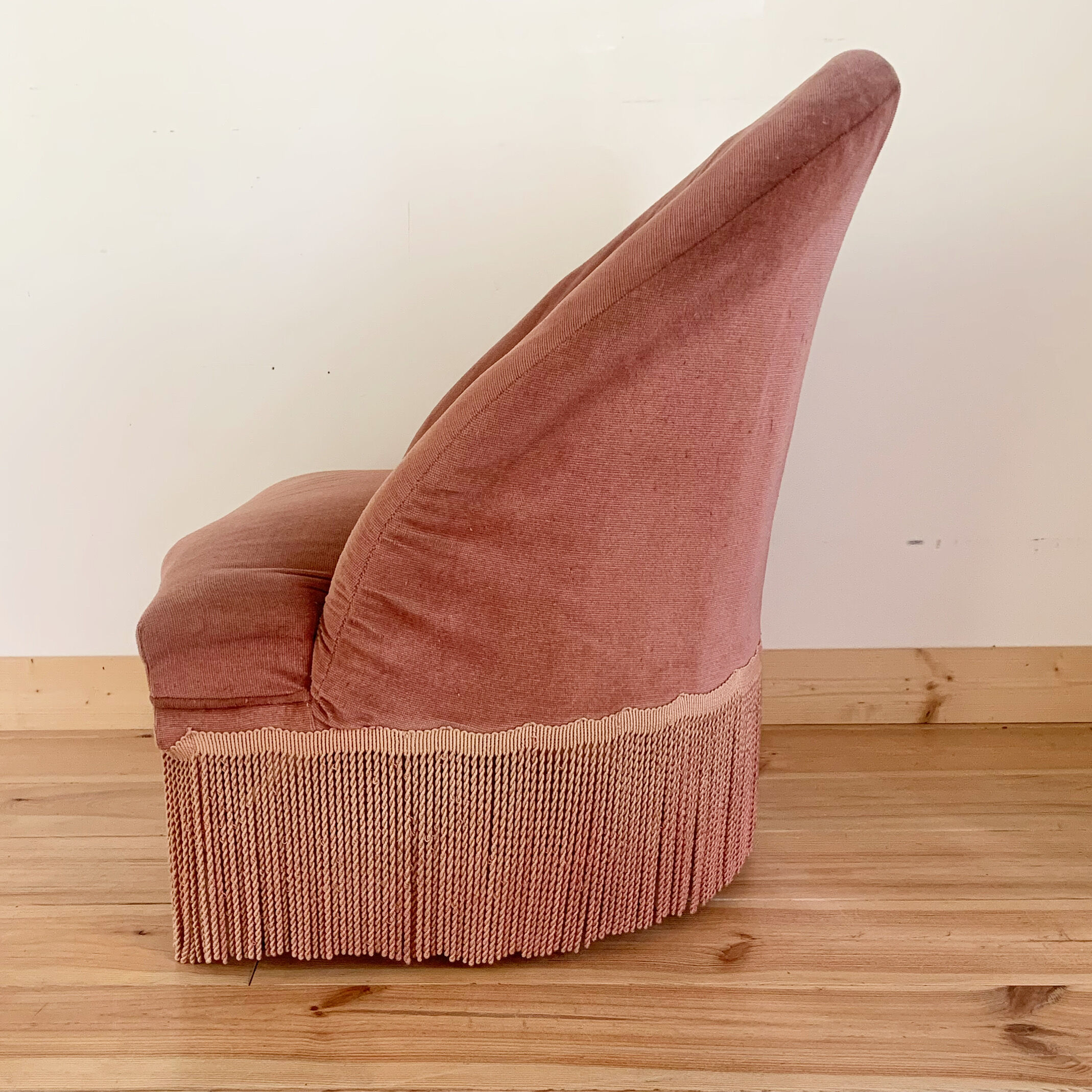 Fauteuil crapaud en velours rose