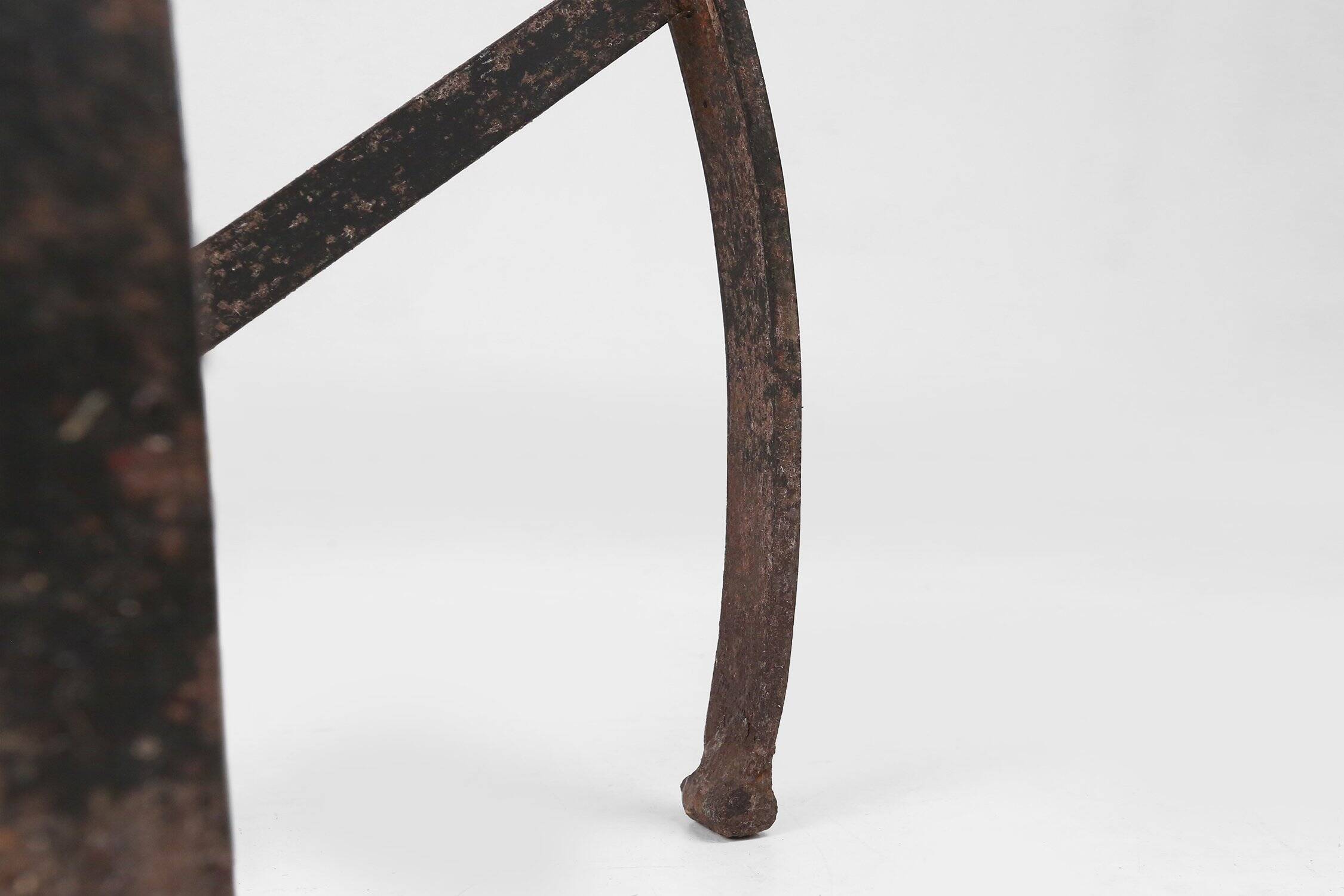 Industrial Black Metal Stool with Frame, France  1920s