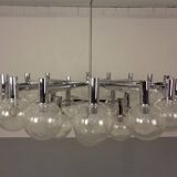 Large chromed spider Sputnik lamp with 24 hand-blown ice glass balls from Ott International, Germany, 1960s.