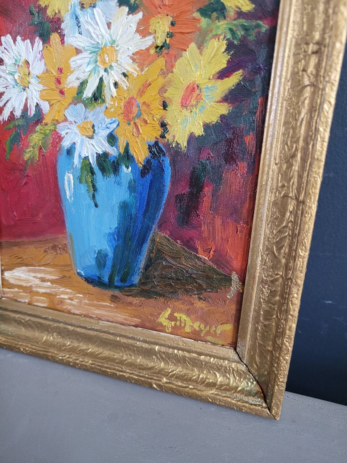 Old oil painting on wood