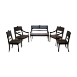 Together bench and two chairs and two chairs in caning