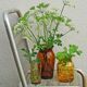 Trio amber vintage vase jar and bubbled glass