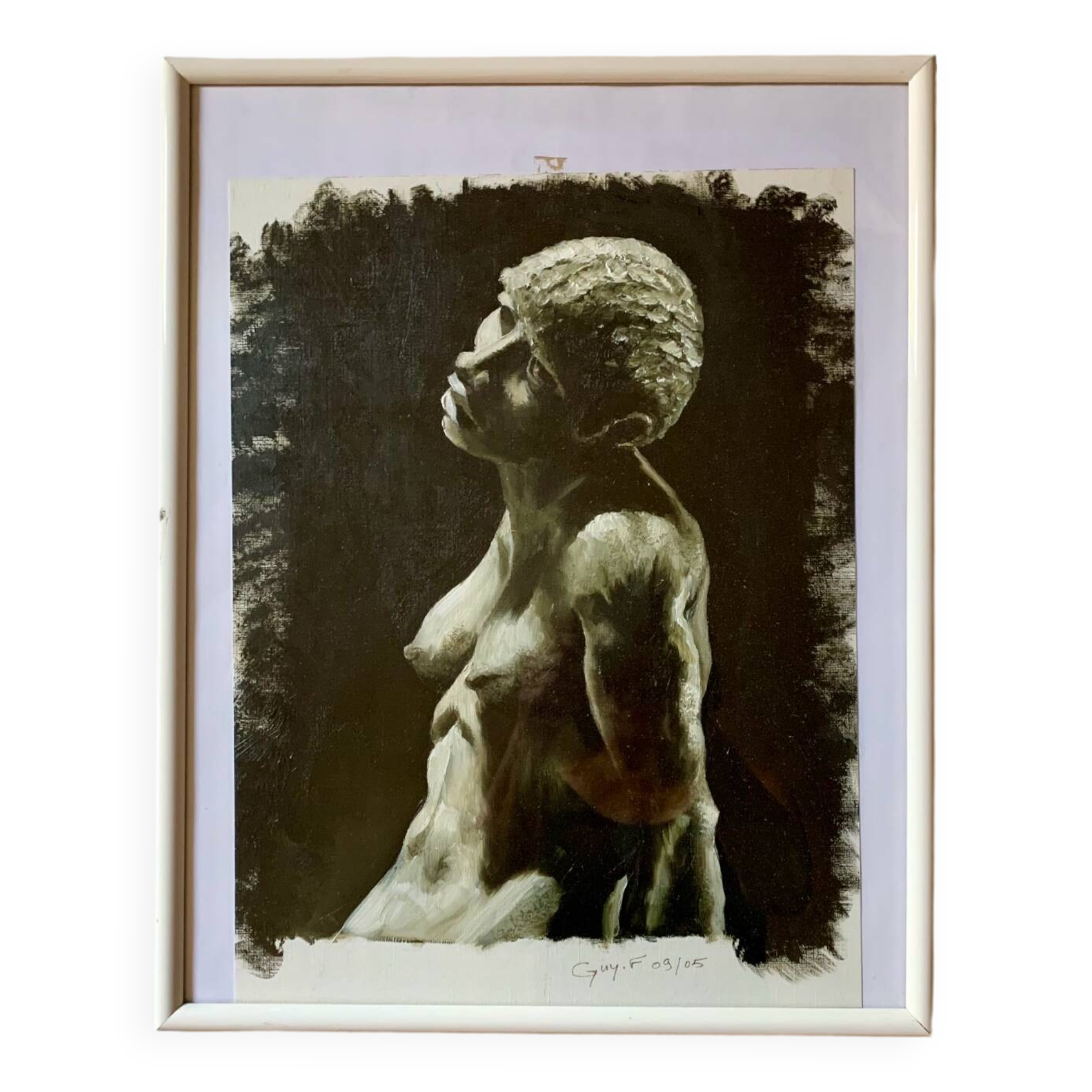 Nu huile sur papier