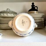 Cafetière Sarreguemines en faïence blanche et bleue, service "Copenhague" - début XXème