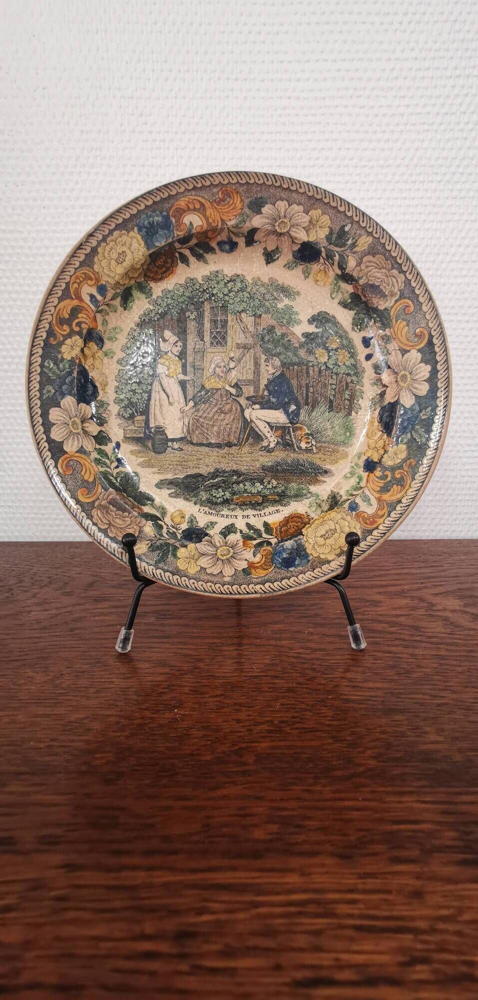 Old talking plate Creil Montereau Louis Lebeuf & Thibault