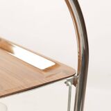Chrome-plated metal and plywood serving trolley, 1970