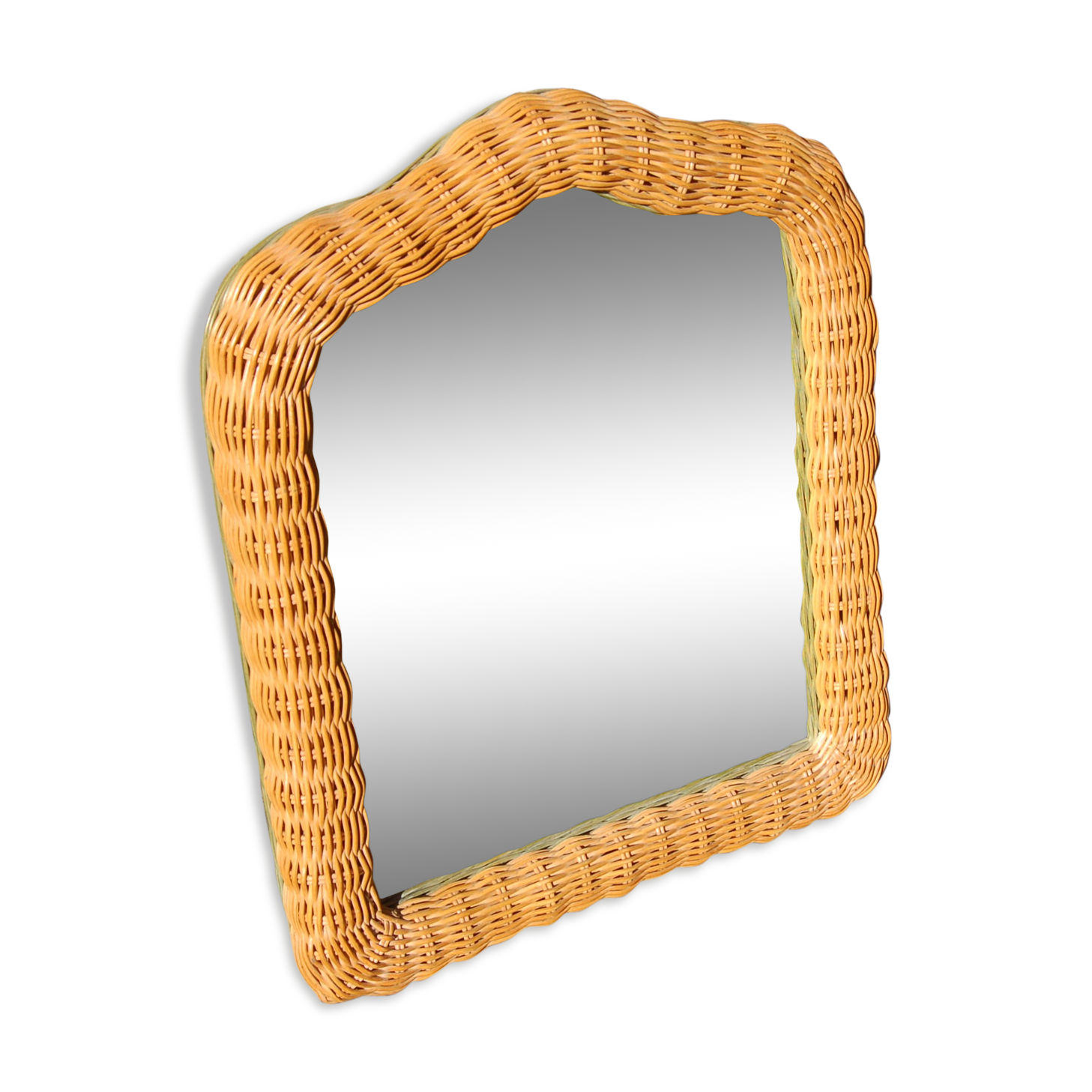 Miroir rotin osier vintage 55 x 64 cm