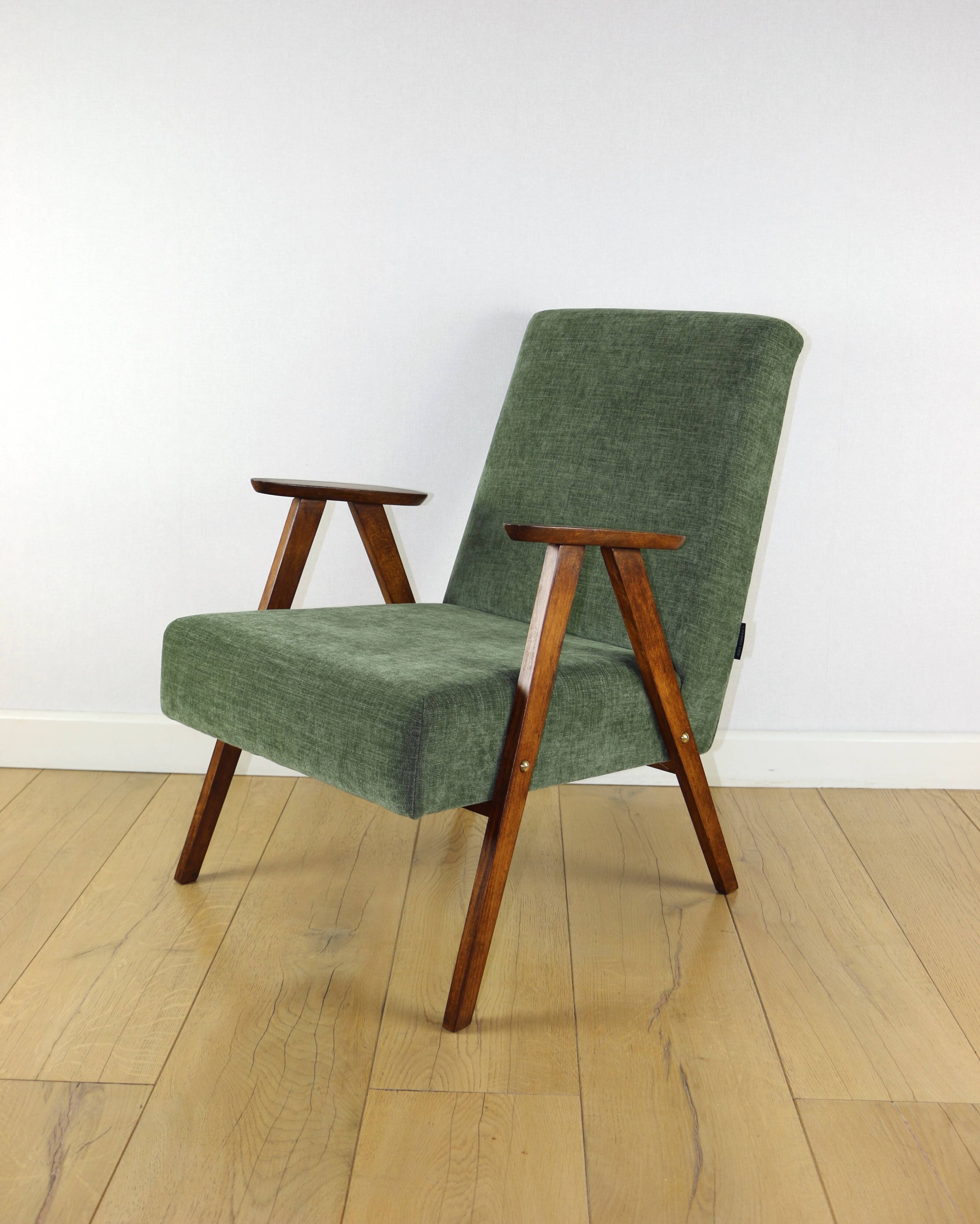 Classic green olive structural armchair like Chierowski