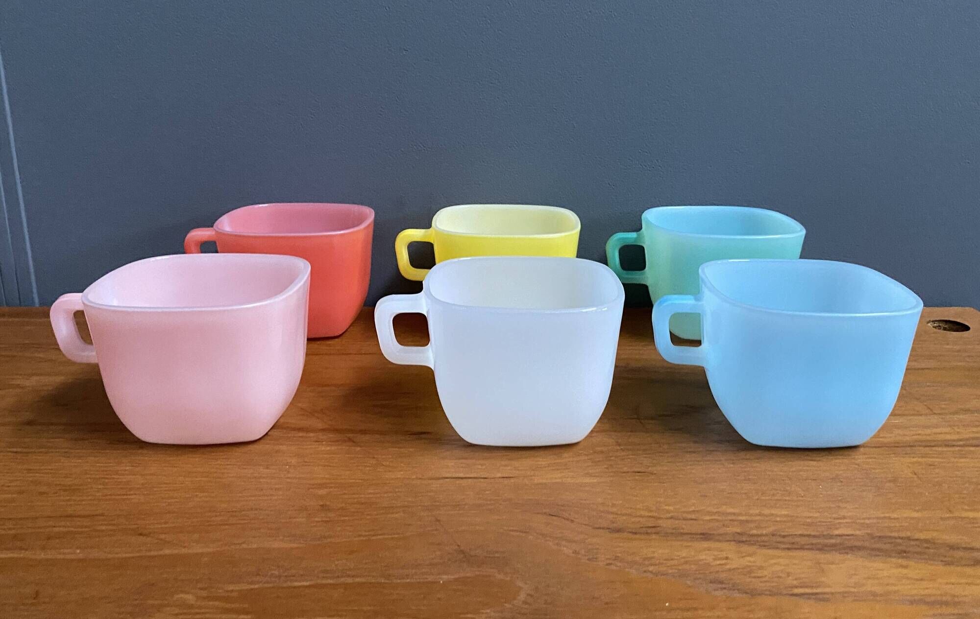 Set of 6 colorful glases / cups by Opale 1960s