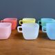 Set of 6 colorful glases / cups by Opale 1960s