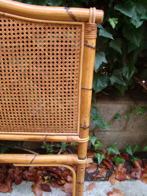 Old rattan wicker headboard