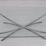 Mid-Century Modern Italian Chrome and Crystal Coffee Table, 1970s