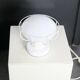 80s lamp, white lacquered metal and glass globe
