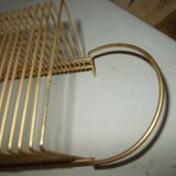 Vintage record rack in gold metal