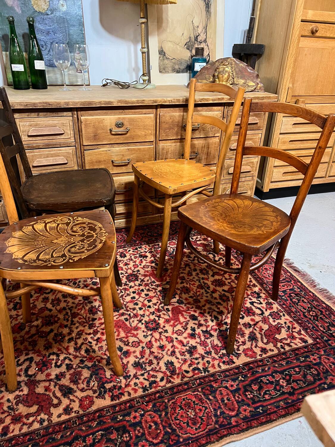 4 old bistro chairs