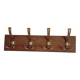 Rustic style wall coat rack – 50 cm – 4 metal hooks – Stained wood