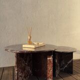 round nesting coffee tables in red marble rosso levanto
