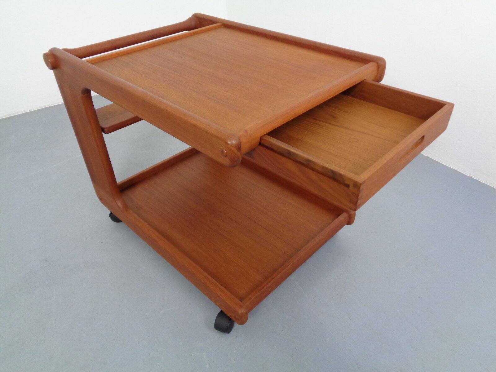 Large Rollable Teak Bar Cart, 1960s