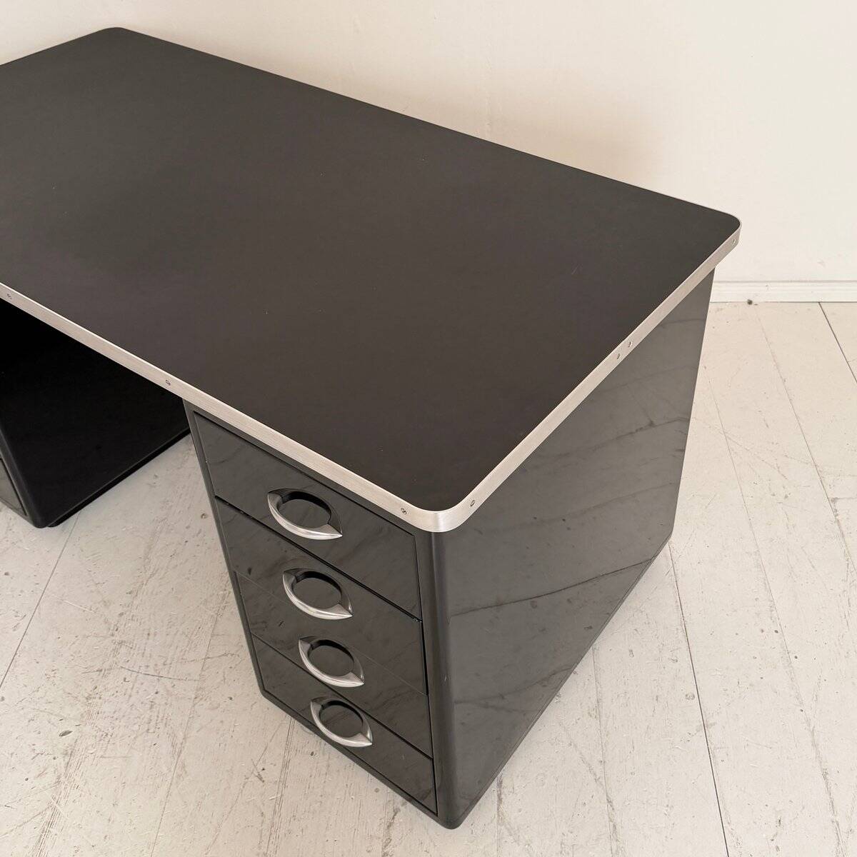 German Bauhaus Writing Desk in Black Lacquered Metal, 1925