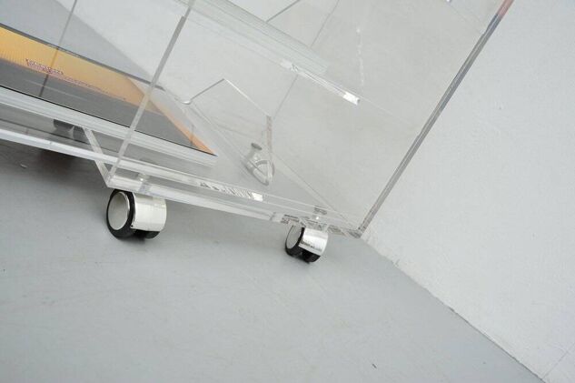 Acrylic rolling table with four drawers, Spage Age 1970s