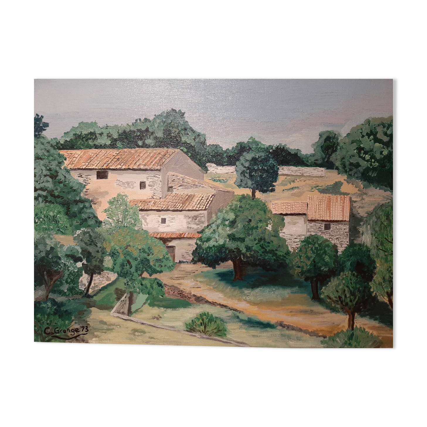 Oil on canvas: Provençal farmhouse in Bonnieux