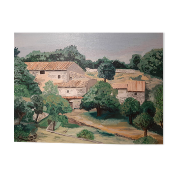 Oil on canvas: Provençal farmhouse in Bonnieux