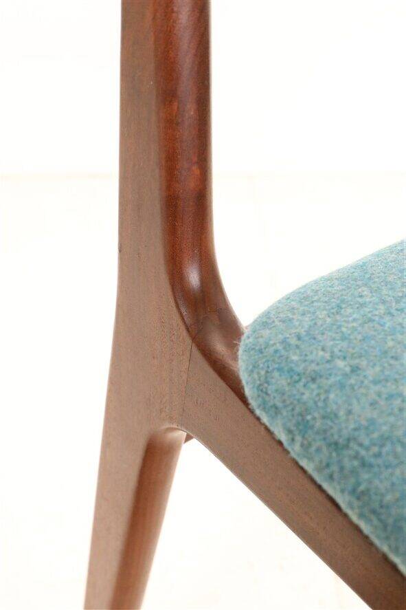 Set of 4 reupholstered Danish teak chairs, 1960s