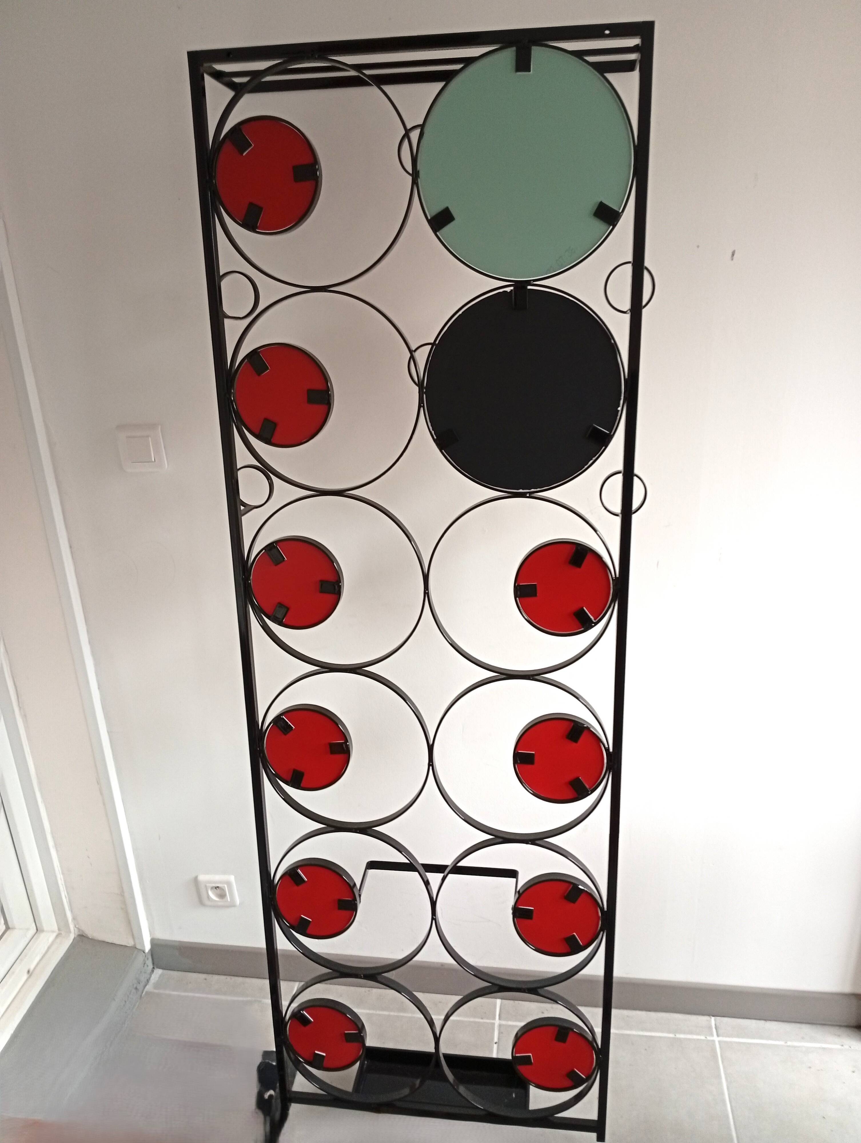 Wall-mounted coat rack, hats and umbrellas in wrought iron