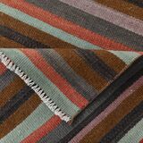 Tapis couloir artisanal, look bohème, couleurs pastel délavées, 415x70Cm