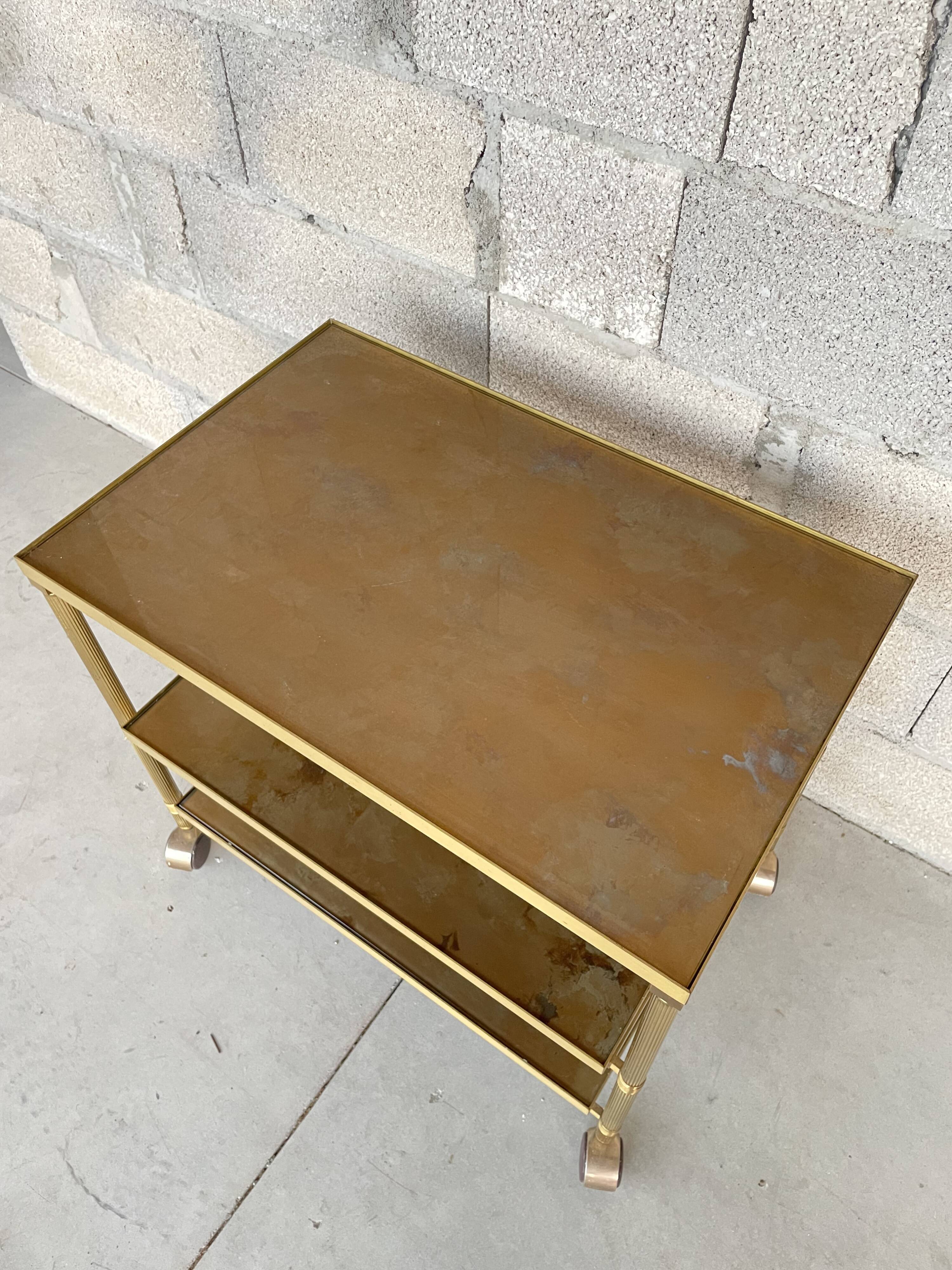 Vintage dessert stand in glass and brass