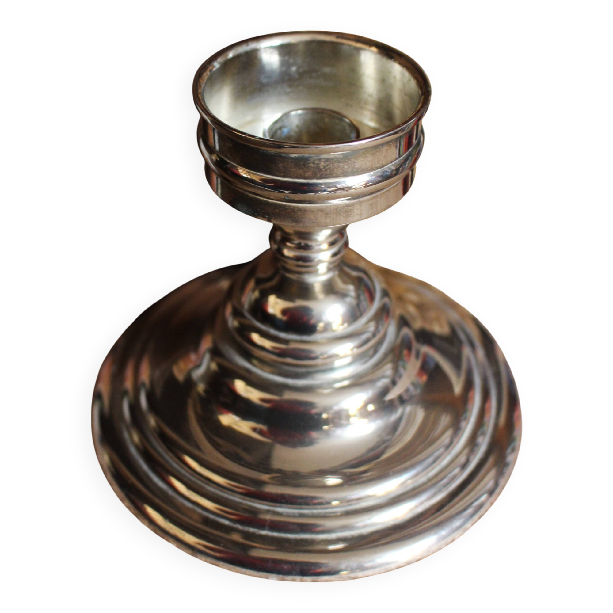 Chrome metal candle holder for taper candle