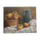 Oil on canvas still life Apple Jatte on kitchen table