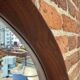 Vintage round teak mirror
